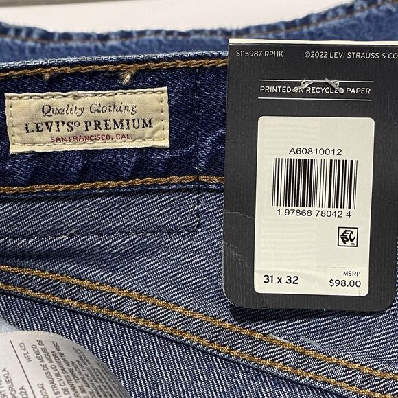 Levi's Premium Ribcage Wide Leg Blue Jeans Women’s 31x32 High Rise Cotton Big E - Picture 8 of 14